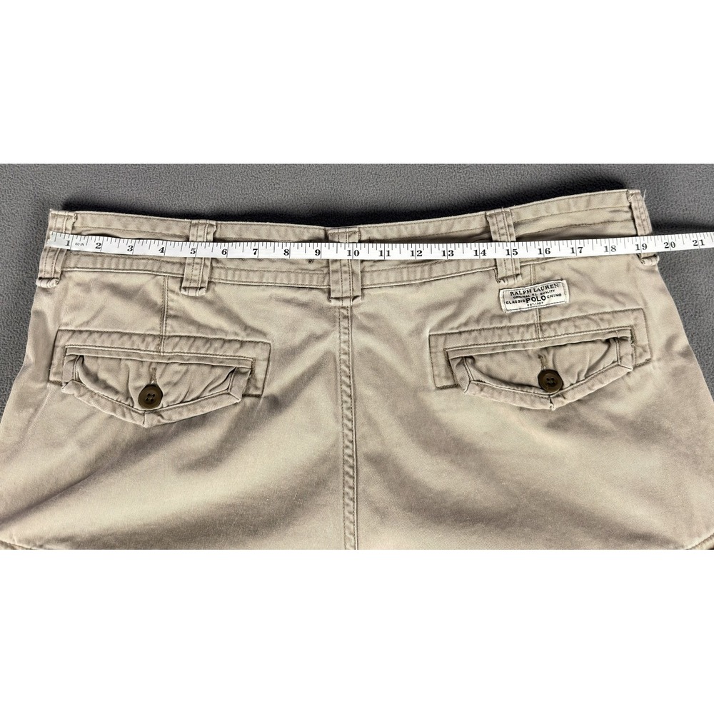 Polo Ralph Lauren Cargo Shorts Mens 38 Beige Khaki Baggy Distressed Logo Y2K - Picture 6 of 11